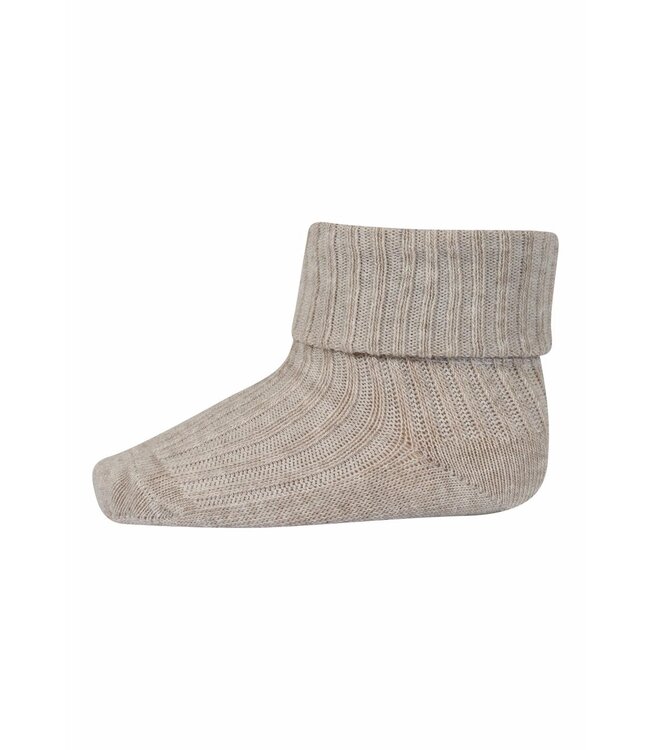 MP Denmark cotton rib baby socks beige melange