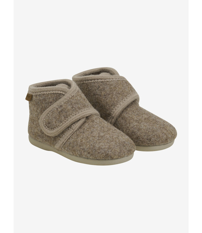 Enfant Enfant wool slippers velcro walnut melange