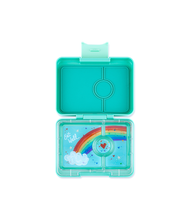 Yumbox snackbox 3vakken tropical aqua / rainbow tray Wonder for kids