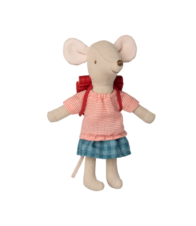 Maileg Maileg tricycle mouse big sister with bag red