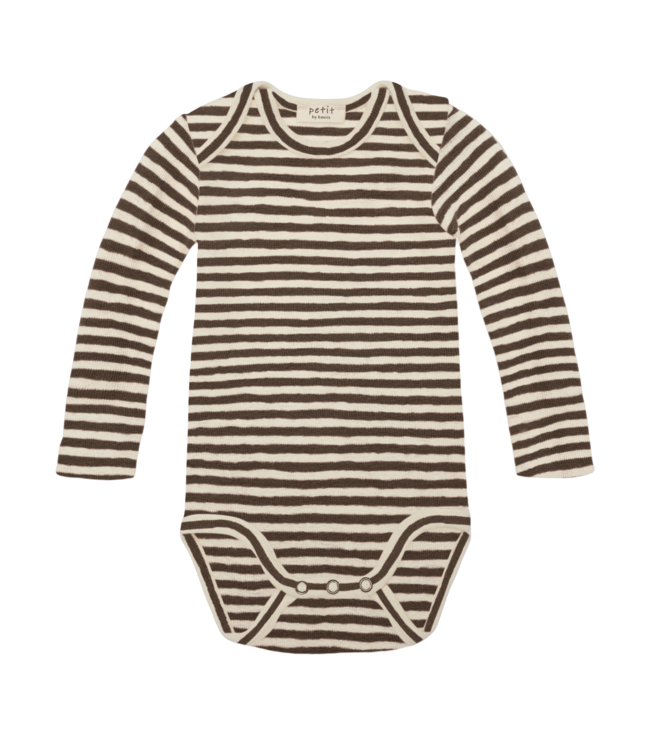 Petit by basics Petit by basics baby romper storm stripes raw white/earth