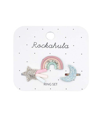 Rockahula Rockahula shimmer rainbow ring set