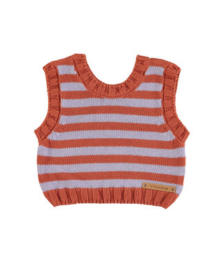 Piupiuchick Piupiuchick knitted top lavender & terracotta stripes