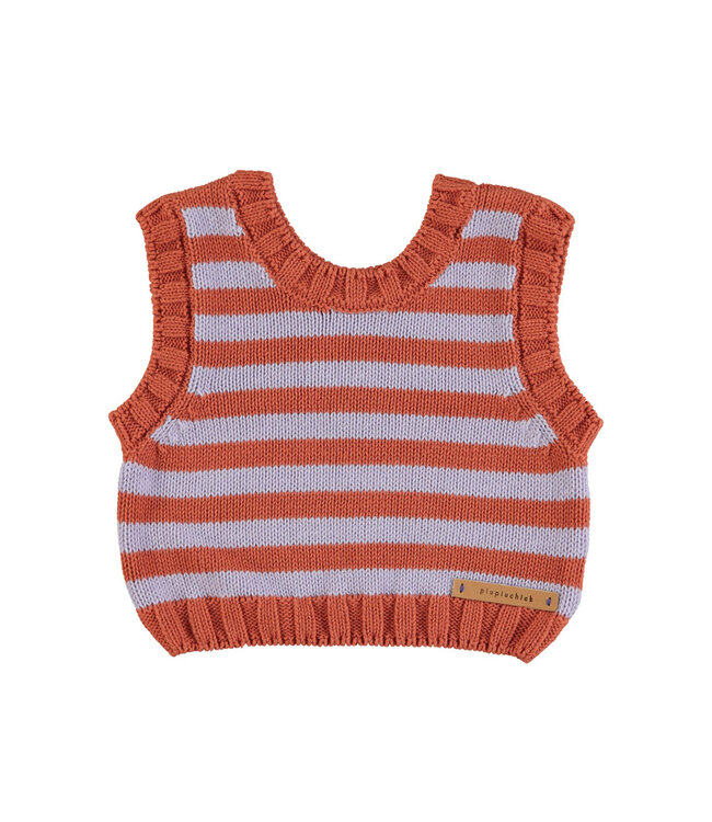 Piupiuchick Piupiuchick knitted top lavender & terracotta stripes