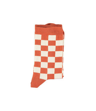 Piupiuchick Piupiuchick socks ecru & terracotta checkered