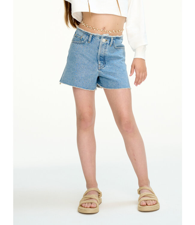 Les Coyotes de paris Les Coyotes de paris denim shorts cut-off waistband classic denim blue