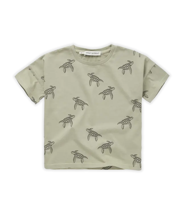 Sproet & Sprout Sproet & Sprout t-shirt wide turtle print aloe vera