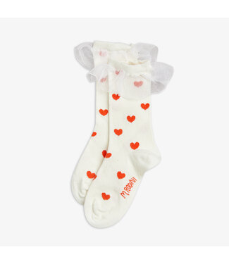 Mini Rodini Mini Rodini socks frill hearts white