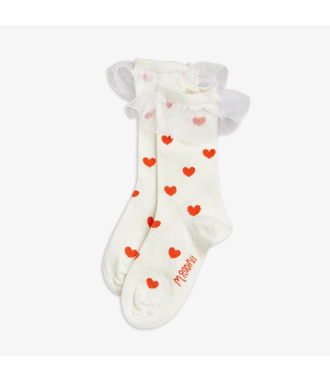 Mini Rodini Mini Rodini socks frill hearts white