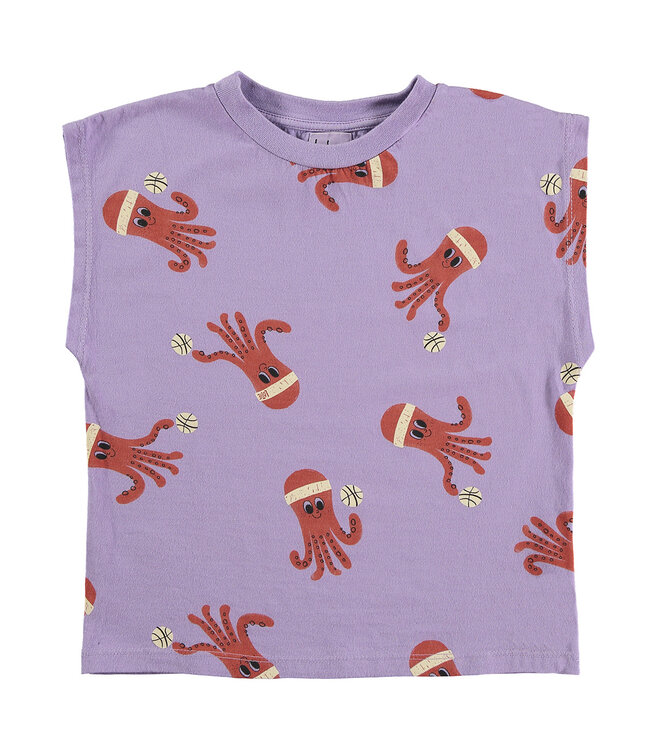 Lötie kids Lötie kids sleeveless t-shirt octopuses mauve