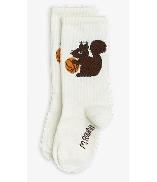 Mini Rodini Mini Rodini socks basketball eekhoorn wit