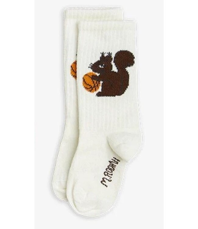 Mini Rodini Mini Rodini socks basketball eekhoorn wit