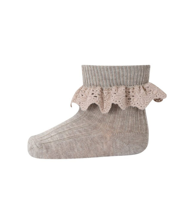 MP Denmark MP Denmark baby socks lisa lace light brown melange