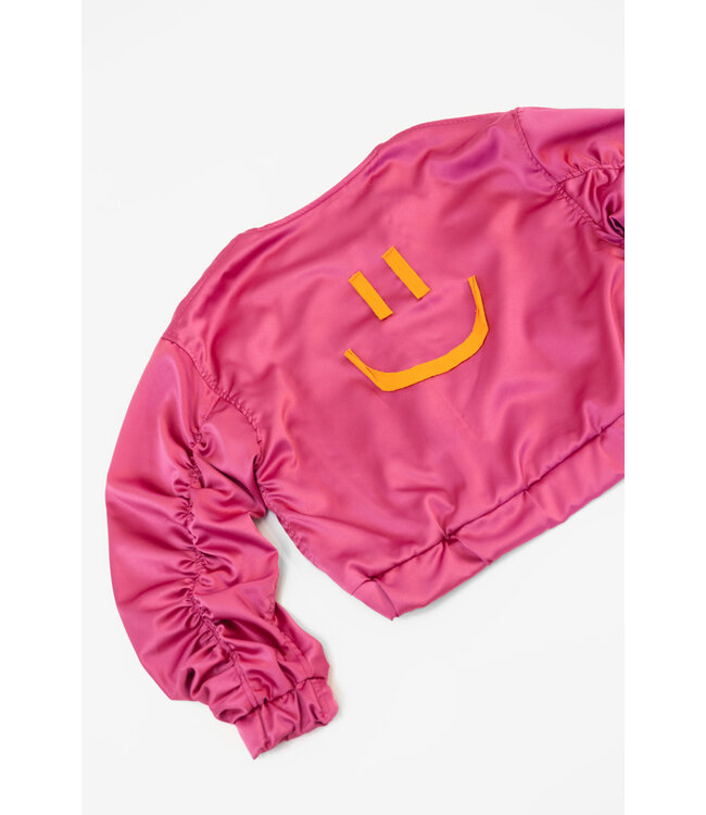 Salty Stitch Salty Stitch bomber jacket smiley pink