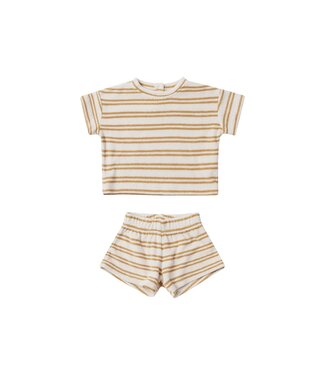 Quincy mae Quincy Mae terry set t-shirt & shorts honey stripe