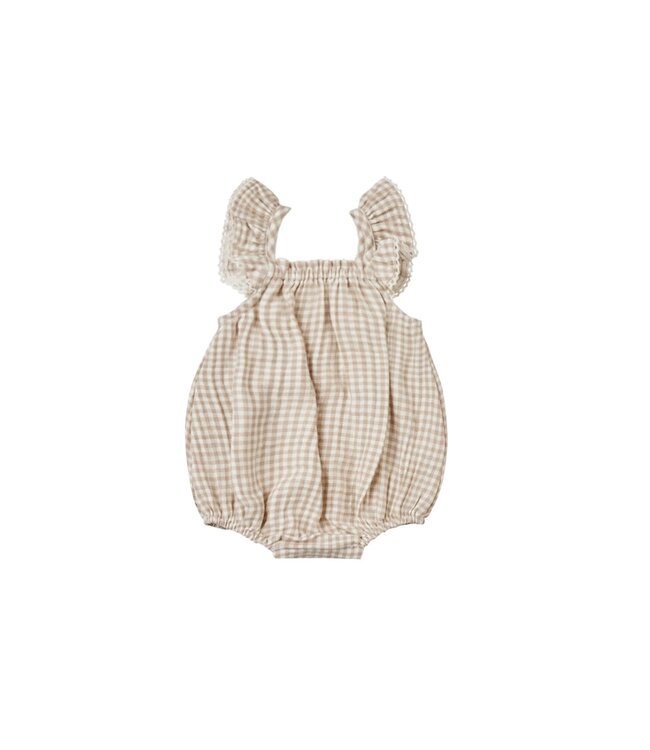 Quincy mae Quincy Mae bonnie romper oat gingham