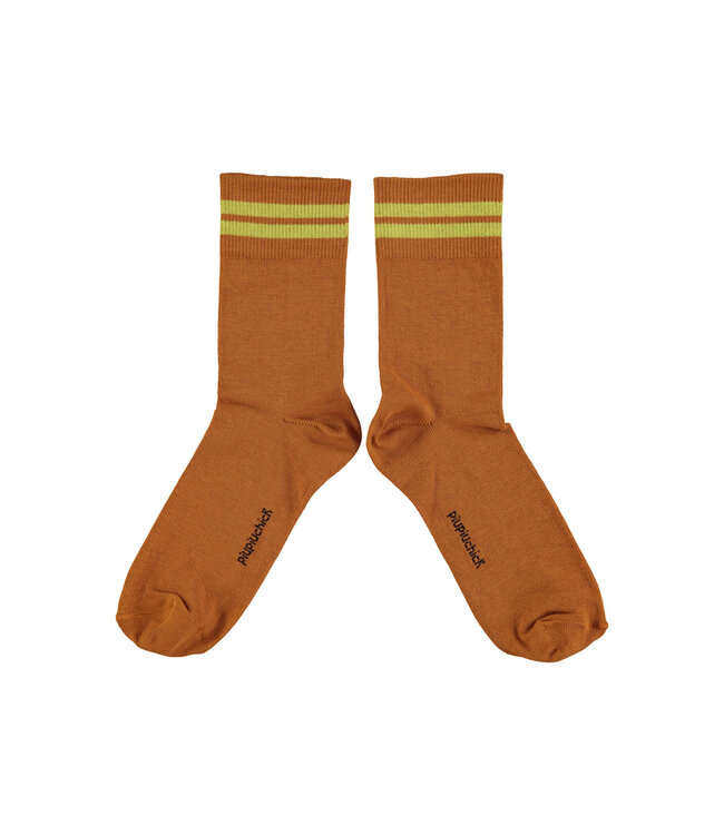 Piupiuchick short socks yellow stripes camel