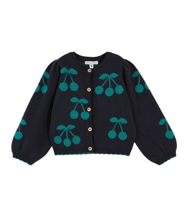 Emile Et Ida cardigan cerises navy