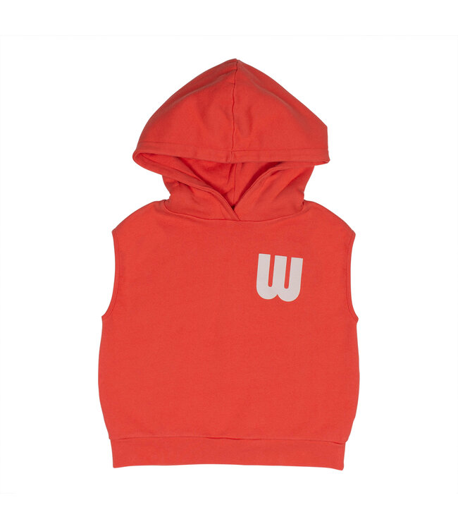 Wynken sleeveless hoodie pillar red