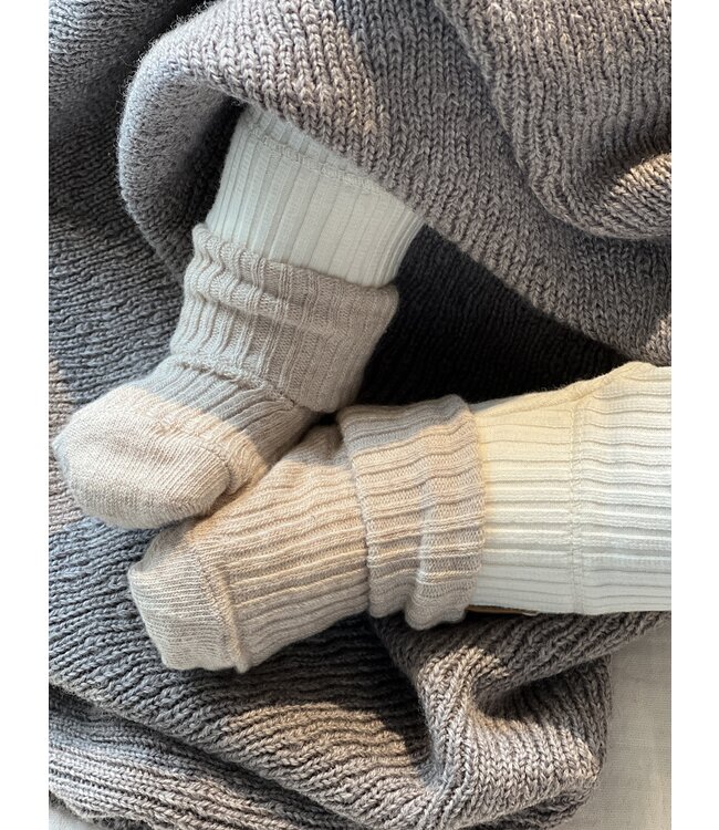 MP Denmark cotton rib baby socks beige melange