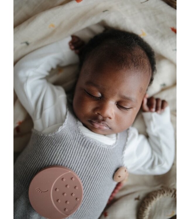 Mushie teether moon cloudy mauve