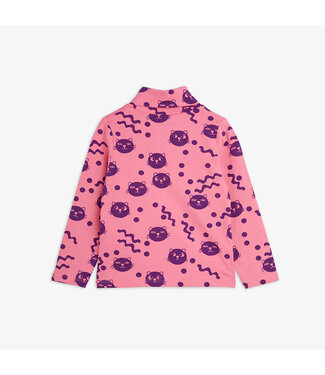 Mini Rodini Squiggly cats aop turtleneck pink