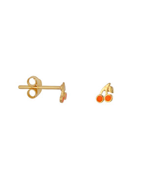 Bibi Camille mini cherry neon coral stud earring