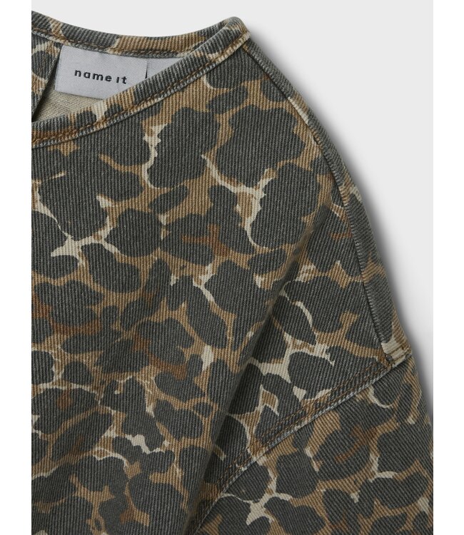 Name it loose dress denim leopard