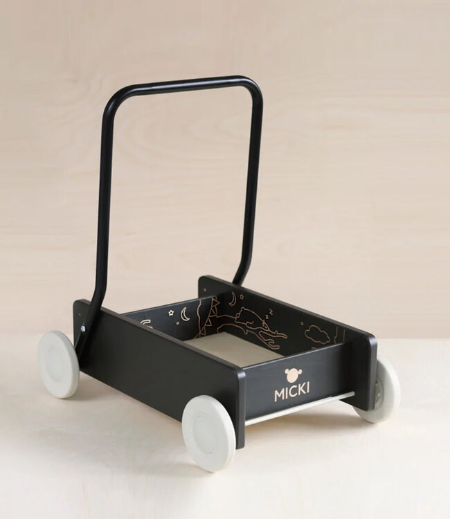 Houten loopwagen zwart