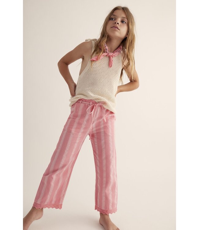 Bella Striped Ruffle Pants Pink