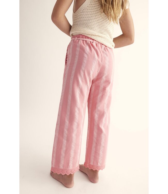 Bella Striped Ruffle Pants Pink