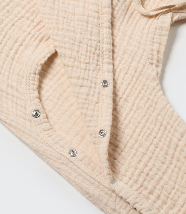 Lane Soft Gauze Newborn Jumpsuit Ecru