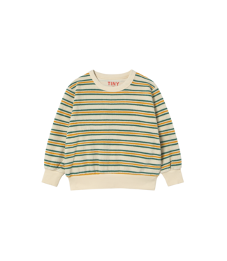 Tiny Cottons 2 Sweater Light Cream - Green Stripes