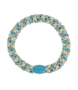 Kknekki Kknekki haarelastiek mix turquoise yellow glitter