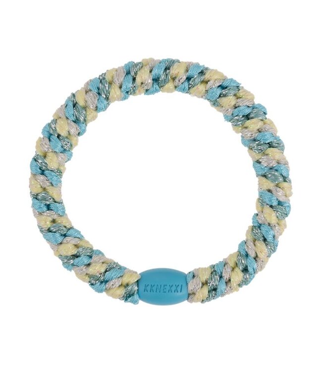 Kknekki haarelastiek mix turquoise yellow glitter