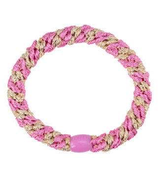 Kknekki Kknekki haarelastiek bubblegum beige glitter