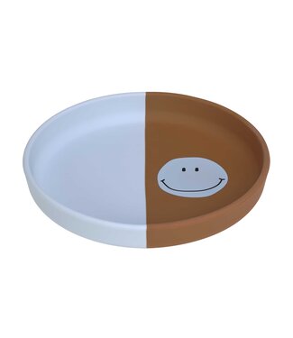 Lassig silicone plate happy smile sly blue