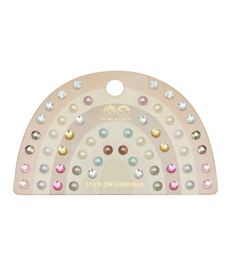 Mimi & Lula PINK GEM & PEARL STICK ON EARRINGS