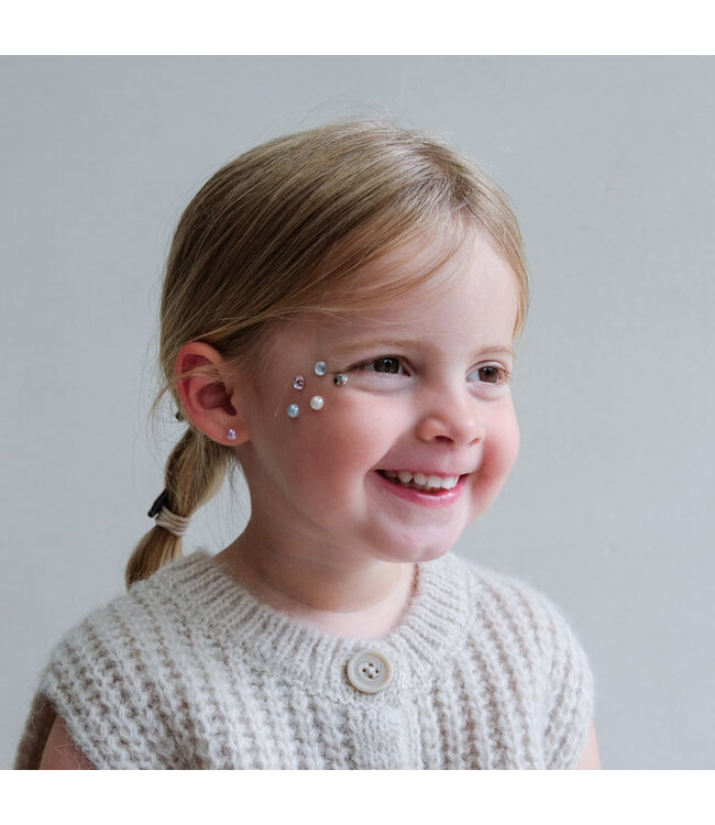 PINK GEM & PEARL STICK ON EARRINGS