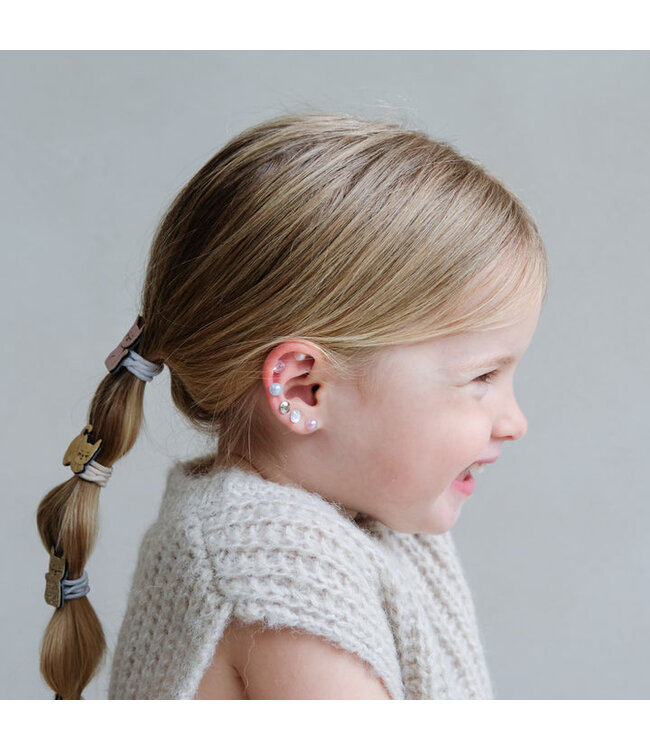 PINK GEM & PEARL STICK ON EARRINGS