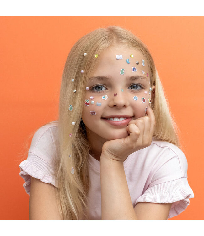 PINK GEM & PEARL STICK ON EARRINGS