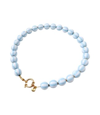 Love Issue Necklace | Bold beads babyblue stripe