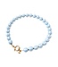 Necklace | Bold beads babyblue stripe