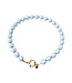 Necklace | Bold beads babyblue stripe