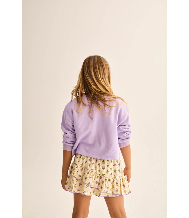 cotton fleece print puffed sweatshirt