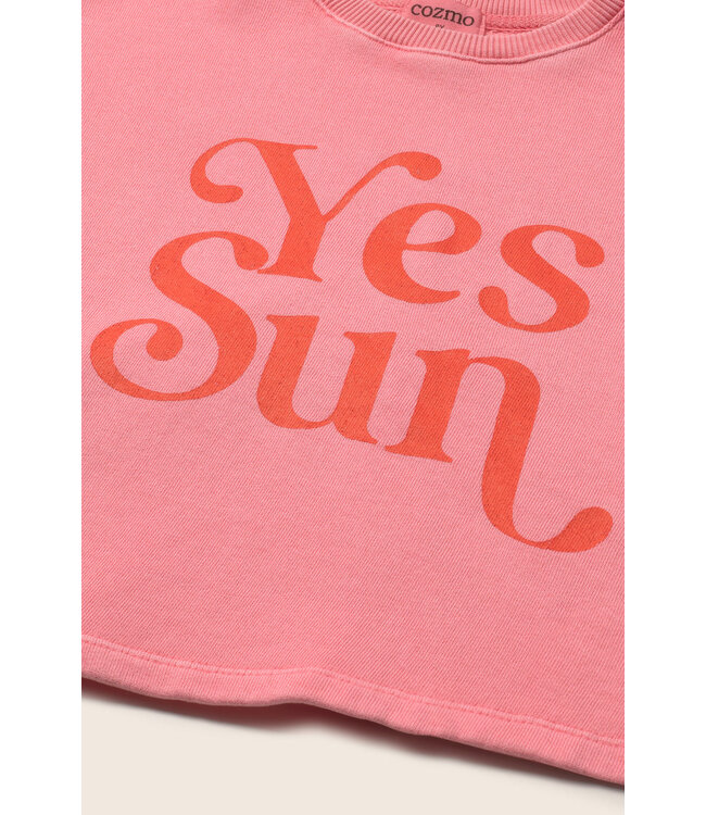 cotton fleece print puffed sweatshirt