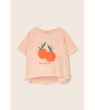 Cozmo soft slub cotton print T-shirt clementine