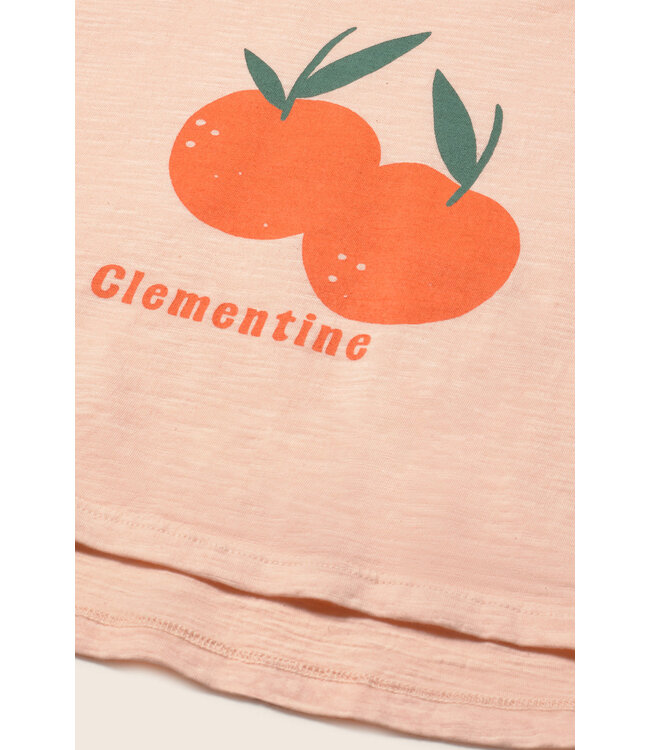 soft slub cotton print T-shirt clementine
