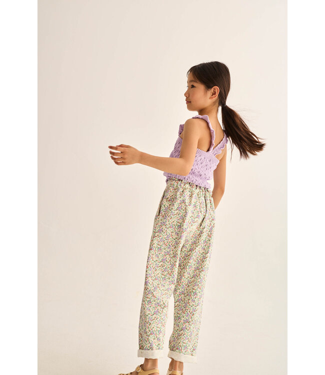 floral twill cotton pants