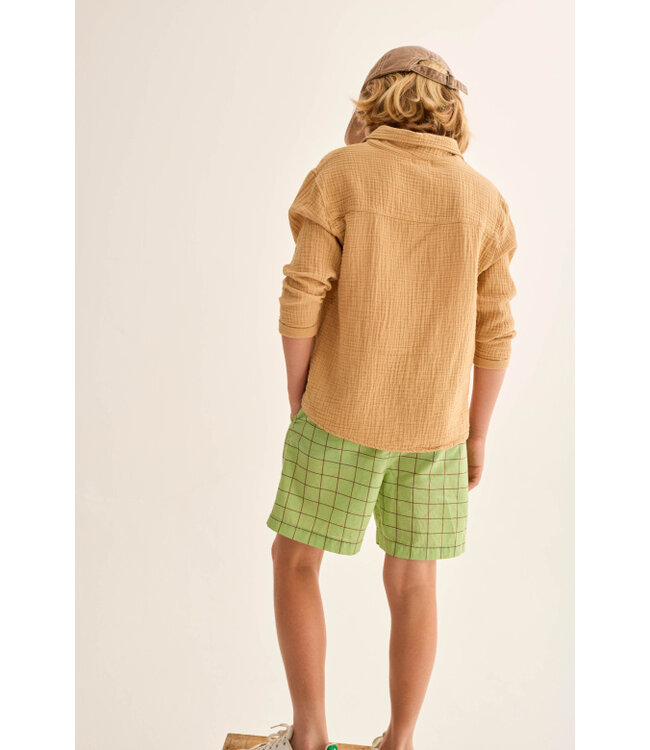 slub plaid poplin bermuda shorts